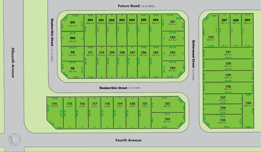 Lot layout plan for Lotus at Austral showing the numbered lots across the subdivision