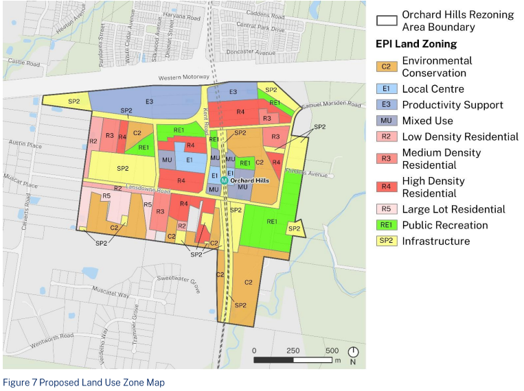 NSW Government — Proposed Land Use Zone Map, Orchard Hills rezoning area