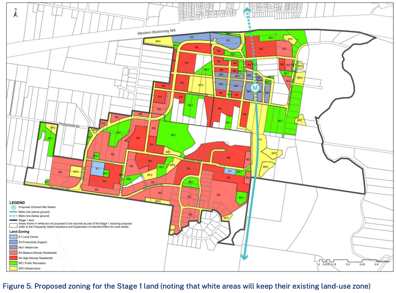 NSW Government — proposed zoning for the Orchard Hills Stage 1 rezoning